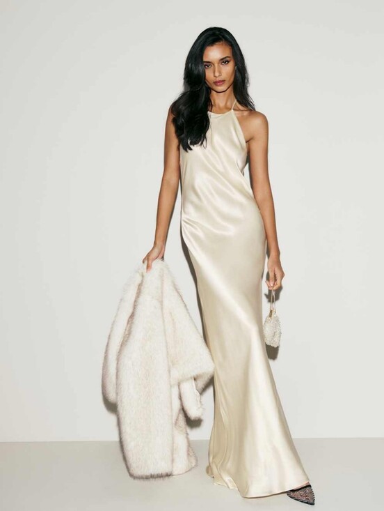 Reformation Dresses & Skirts - Reformation Jeany 100% Silk Satin Halter Slip Maxi Dress Ivory size 0 NWT